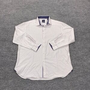 Con.Struct Button Down Shirt Mens 17.5 32-33 White Purple Slim Fit Performance